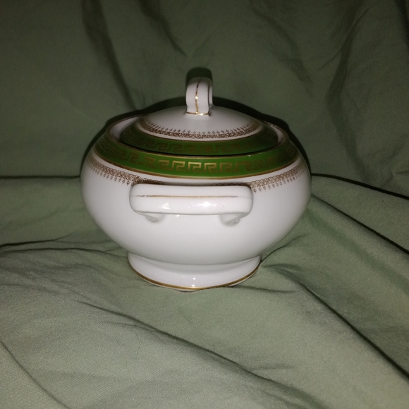 Antique Limoges Tressemanes Vogt France Gold Key Porcelaine Sugar Bowl With Lid - Picture 9 of 11